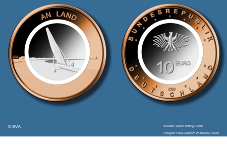 10 Euro Sammlermuenze An Land 2020 oben